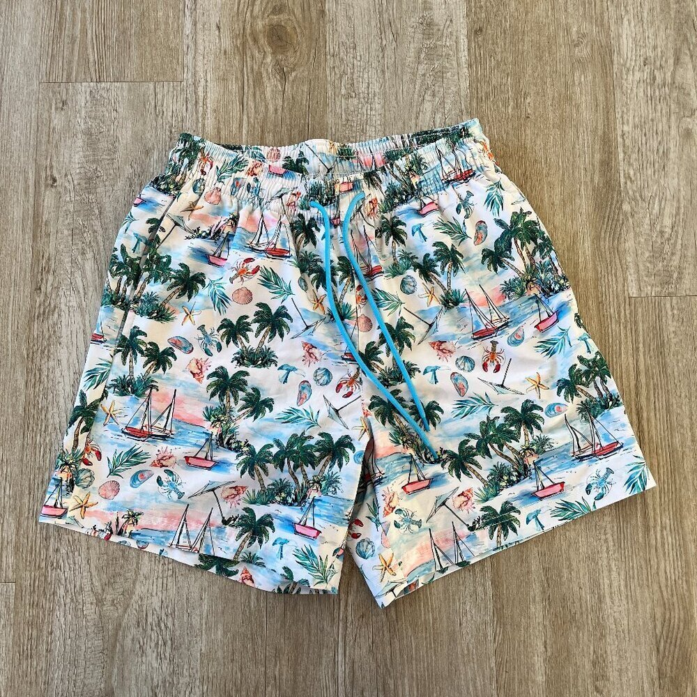 Mens Caribbean Swimwear Printed Swim Trunks - S